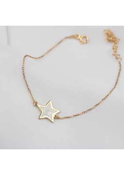 Gümüş Sedefli Yıldız Bileklik