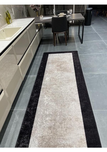 Ladin Model Çizgili Lateks Deri Taban Saçaksız Mutfak Halısı modelleri