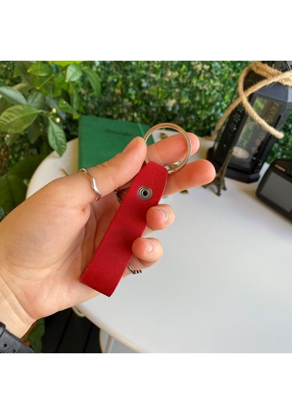 Mesa - Hakiki Deri Anahtarlık, Açılabilir Çıtçıtlı Tasarım (Kırmızı) fırsatları