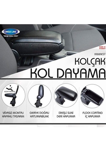 Renault Megane 3 Kol Dayama Deri Kolçak 2010-2016 Siyah