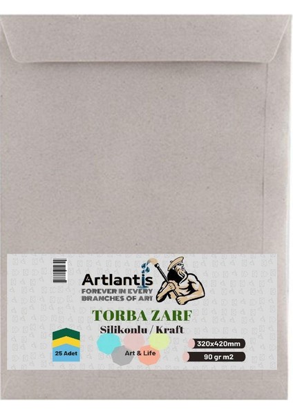 Torba Zarf Kraft Silikonlu 90 gr 32 x 42 cm 25'li
