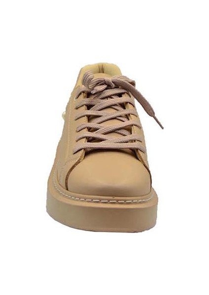 Kadın Nut Cilt Mat Deri Bağcıklı Inci Aksesuarlı Ayakkabı modelleri