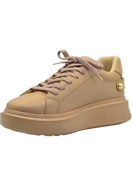 Kadın Nut Cilt Mat Deri Bağcıklı Inci Aksesuarlı Ayakkabı fırsatları