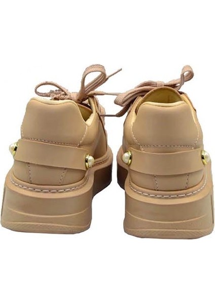 Kadın Nut Cilt Mat Deri Bağcıklı Inci Aksesuarlı Ayakkabı indirimleri