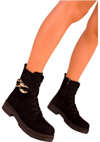 Kadın Süet Bot Zincir Toka Aksesuarlı indirimleri