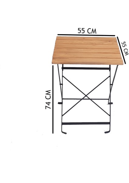 Ahşap Katlanır Masa Sandalye Bahçe Balkon Mutfak Takımı 2 Sandalye 1 Masa