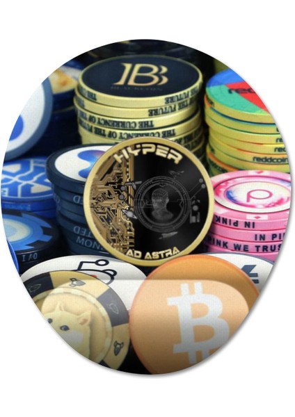 Crypto Currency (Kripto Para) Logoları Bilek Destekli Mousepad Model - 1 Oval