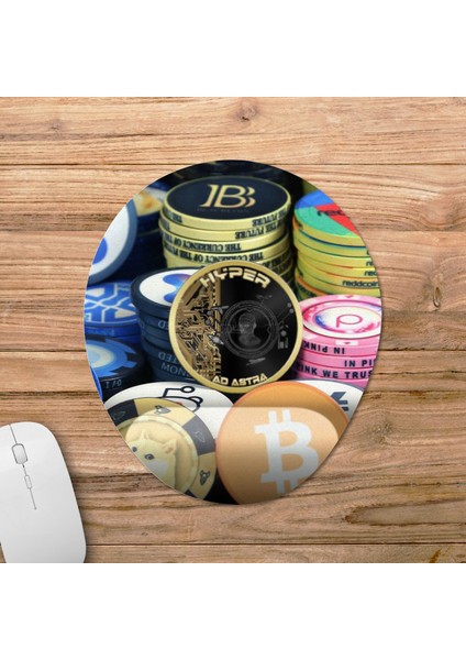 Crypto Currency (Kripto Para) Logoları Bilek Destekli Mousepad Model - 1 Oval