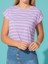 Lila Çizgili Crop Tişört 2