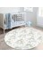 Gökkuşağı Üzerinde Tavşan Motifli Çocuk & Genç Odası Makinede Yıkanabilir Kaymaz Tabanlı Yuvarlak Çocuk Halısı 1