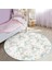 Gökkuşağı Üzerinde Tavşan Motifli Çocuk & Genç Odası Makinede Yıkanabilir Kaymaz Tabanlı Yuvarlak Çocuk Halısı 2