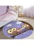 Baykuş Resimli Çocuk & Genç Odası Makinede Yıkanabilir Kaymaz Tabanlı Yuvarlak Çocuk Halısı 5
