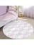 Sevimli Pembe Mavi Tavşan Desenli Çocuk & Genç Odası Makinede Yıkanabilir Kaymaz Tabanlı Yuvarlak Çocuk Halısı 2