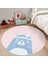 Pembe Zemin Baby Shower Yazılı Ayıcık Desenli Çocuk & Genç Odası Makinede Yıkanabilir Kaymaz Tabanlı Yuvarlak Çocuk Halısı 5