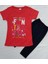 FANTASTIC Baskılı Kız Çocuk Tshirt-Tayt Takım 9-12 Yaş Kırmızı 1
