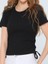 Siyah Yanları Büzgülü B Yaka Crop 3