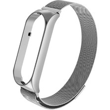 Canpay Xiaomi Mi Band 5 Uyumlu Akıllı Saat Için Kordon Metal Tel-Örgü Işlemeli Kırılmalara Dayanıklı Kademeli