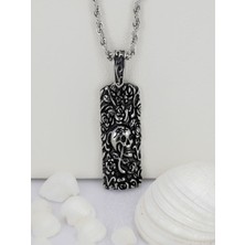 Hg.Aksesuar Erkek Güllü Kuru Kafa Çelik Kolye