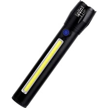 Powermaster PM-14621 Metal Flashlight Cob Power Ledli Şarjlı El Feneri