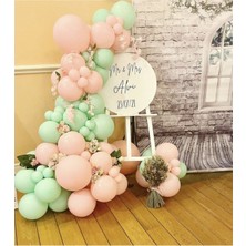 Trend Hediye Sepeti Pastel Pembe Mint Yeşili Balon 75 Adet ve 5 M Balon Zinciri