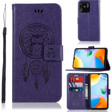 VShop Xiaomi Redmi 10C 4g Mor Için Kabartma Deseni Pu Telefon Kılıfı (Yurt Dışından)