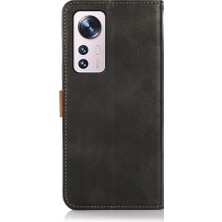 VShop Xiaomi 12 Siyah Için Cowhide Doku Deri Kılıf (Yurt Dışından)