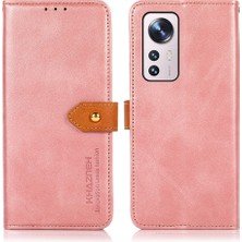 VShop Xiaomi 12 Gül Altın Için Cowhide Doku Deri Kılıf (Yurt Dışından)