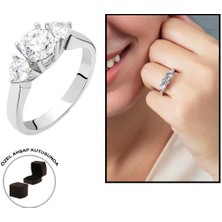 Online Hediye Sepeti Starlight Diamond Pırlanta Montür Zarif Tasarım 925 Ayar Gümüş Bayan Tria Yüzük