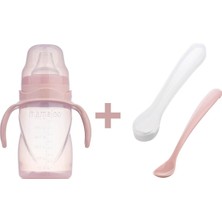 Mamajoo Kulplu Eğitici Bardak 270 ml & Ikili Beslenme Kaşığı / Powder Pink
