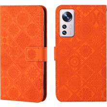 YKD Store Xiaomi 12 Turuncu İçin Kabartmalı Desen Pu Telefon Kasası (Yurt Dışından)