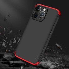 Case 4U Apple iPhone 13 Mini Kılıf 3 Parçalı Tam Koruma Sert Mika Ays Kapak Siyah Kırmızı