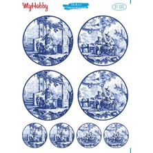 My Hobby St 333 Mavi Beyaz Minka Desenli Sulu Transfer 25X35