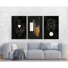 Uckanlar 3'lü Kanvas Tablo Seti Dekor Geometrik  Şekiller Dekoratif Soyut