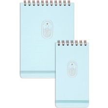 Matt Notebook A5-A6 Bloknot 2'li Set Lastikli Spiralli Kareli-Çizgili Not Defteri Notepad Mavi
