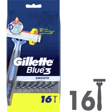 Gillette Blue3 Smooth Kullan At Tıraş Bıçağı 16'lı Extra Büyük Paket