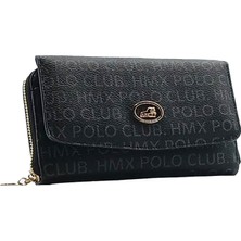 Duygushoesbag Kadın Cüzdan Çift Bölmeli Fermuarlı Büyük Boy Kapaklı Yazılı Armalı