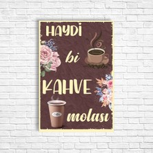 Trend Poster Haydi Bir Kahve Retro Ahşap Poster