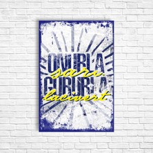 Trend Poster Sarı Lacivert Retro Ahşap Poster