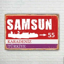 Trend Poster Samsun Plaka Retro Ahşap Poster
