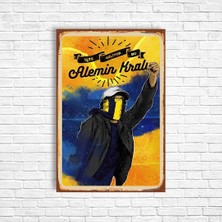 Trend Poster Sarı Lacivert Retro Ahşap Poster