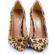 ShoeSSpring Tüylü Leopar Stiletto