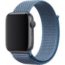 Bagies Apple Watch Seri 7 41 mm Cırtlı Spor Loop Hasır Dokuma Kordon - Pastel Mavi