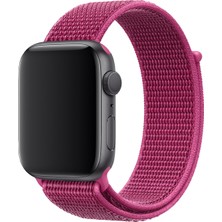 Bagies Apple Watch Seri 7 41 mm Cırtlı Spor Loop Hasır Dokuma Kordon - Pitaya