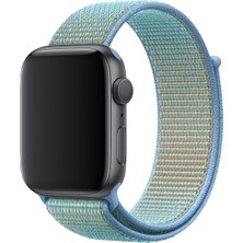 Bagies Apple Watch Seri 7 45 mm Cırtlı Spor Loop Hasır Dokuma Kordon - Mavi Kantaron