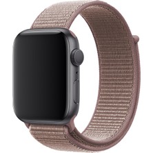 Bagies Apple Watch Seri 7 45 mm Cırtlı Spor Loop Hasır Dokuma Kordon - Puce Pembe