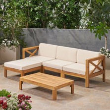 Zerka Concept Widecross Masif Kayın Ahşap Bahçe Balkon Sehpalı Köşe Takımı