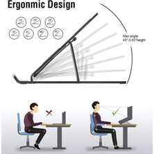 Ema 7 Kademeli Ayarlı Katlanabilir Laptop Tablet Standı Siyah