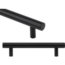 Badem10 Hitit Mobilya Dolap Kapak Çekmece Kulpu Mat Siyah Metal 96 mm