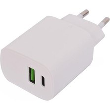 Dexim YX-202T 20W PD TYPE-C & USB Şarj Cihazı iPhone Uyumlu Şarj Adaptörü DCA1002 Beyaz