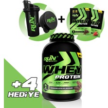 Run Nutrition Whey Protein 2400 Gr (Çikolata Aromalı) + Shaker + Huni + 2 Adet Tek Kullanımlık Whey Protein Hediye